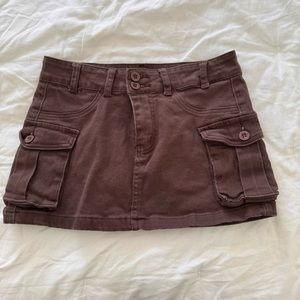 Brown cargo mini skirt small